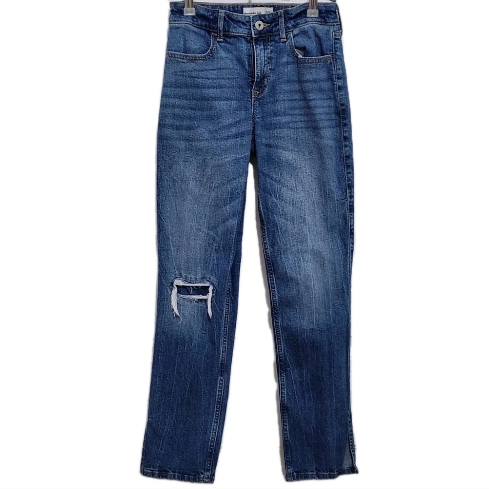 Abercrombie Kids Jeans Girls 11/12 Long High Rise Straight Distressed